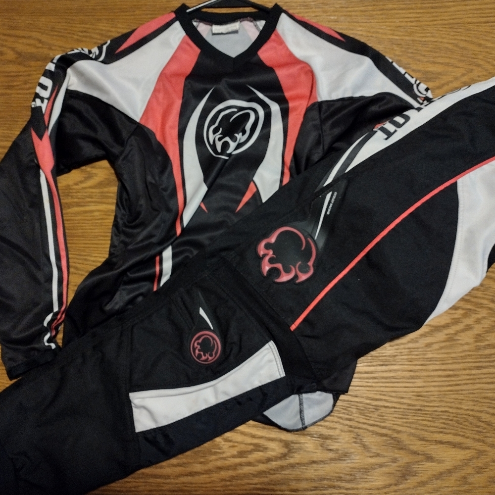 Women's Black and Pink Performance Moto Jersey & Pants Set